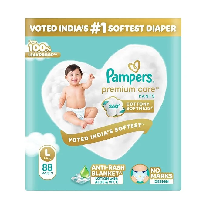 Pampers Premium Care Pant Style Baby Diapers L - 88 Count