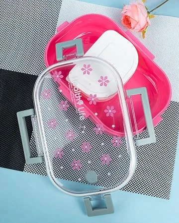 Designer Lunch box Tiffin Dip Container for Kids S (PINK)
