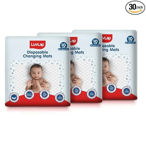 LuvLap Disposable Baby Underpad Cum Changing Mats - 30 Count (PACK OF 3)