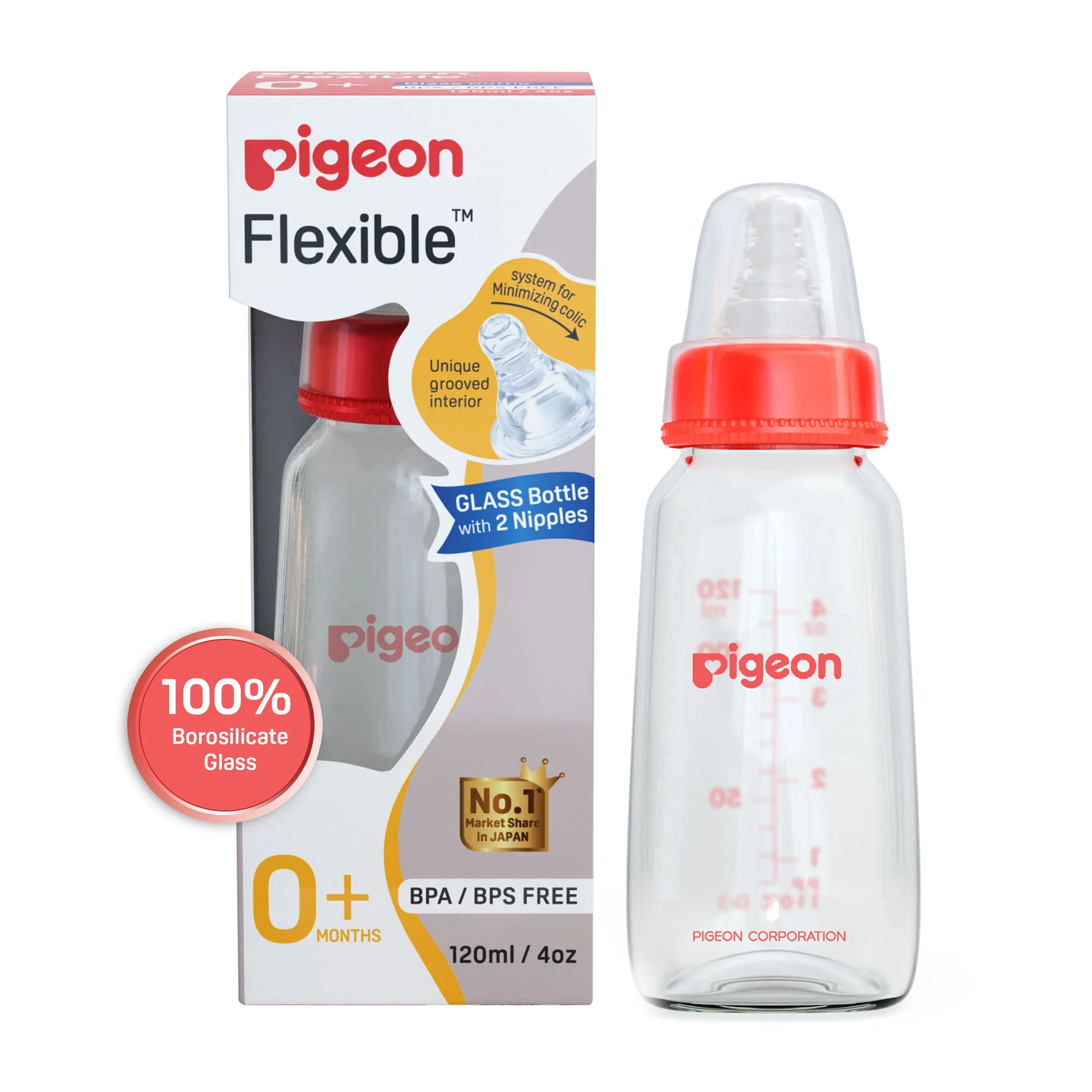 Pigeon Glass Feeding Bottle 120ml