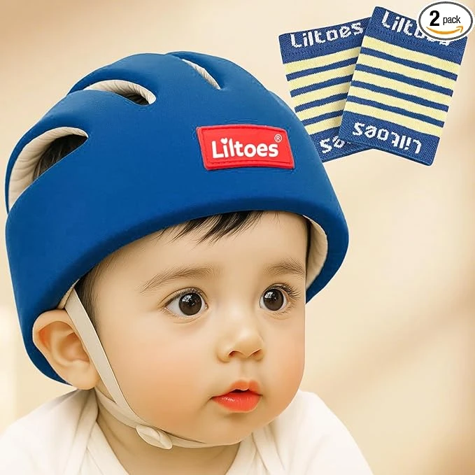 LILTOES Baby Head Protector for Safety of Kids 6M to 60M- Baby Safety Helmet with Proper Air Ventilation & Corner Guard Protection + Baby Kneepads for Crawling (Royal Blue)