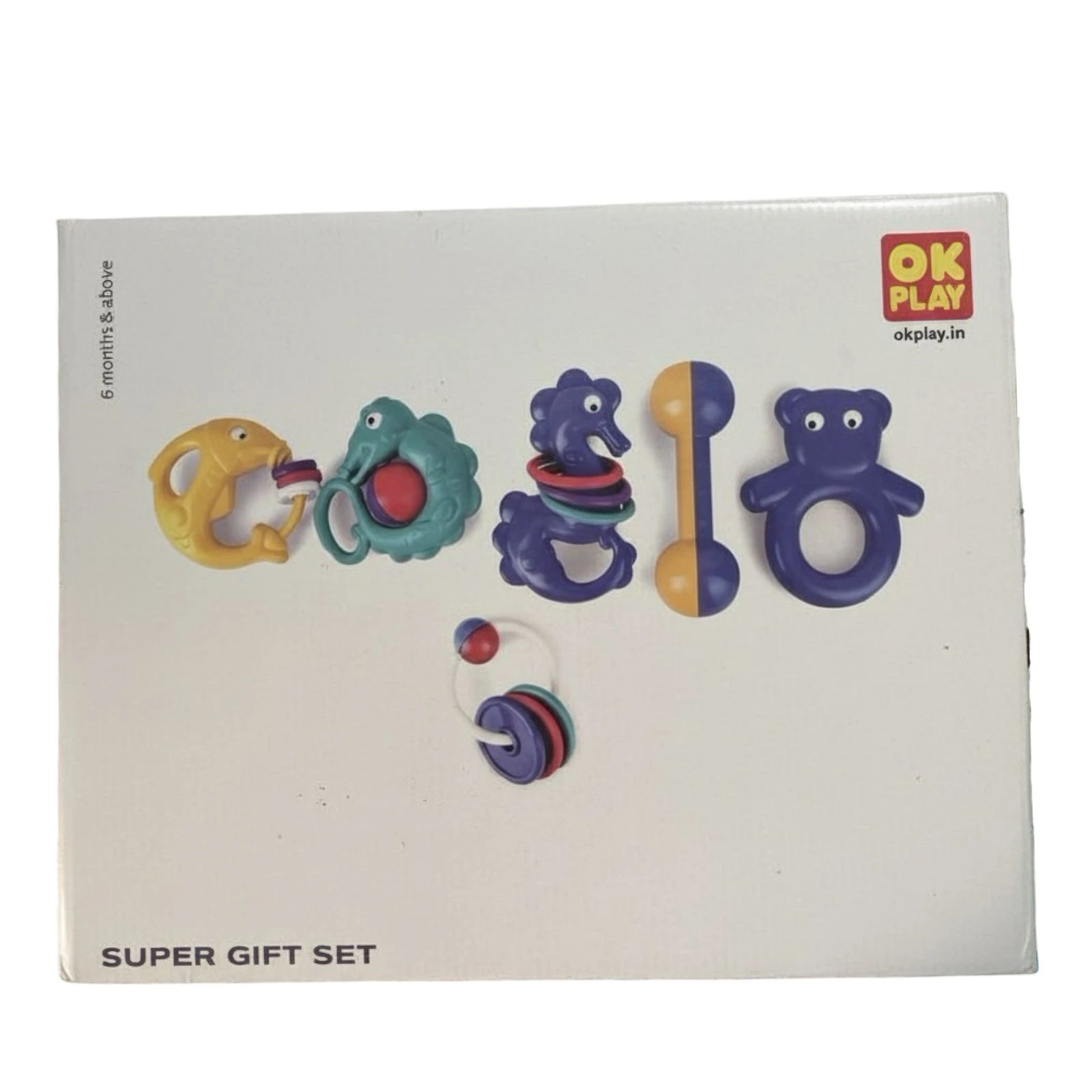 OK Play Rattle Set – 6 Pcs Rattle & Teether Essentials Collection | Multicolor Toys for Babies 6 Months+