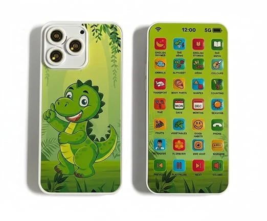 Kids Smart Learning Phone Toy, 28 Educational Modes, Musical Educational Device with Rechargeable Battery, 14.5x6.5cm, Ages 3-12 Years, Math, Words, Animals & More