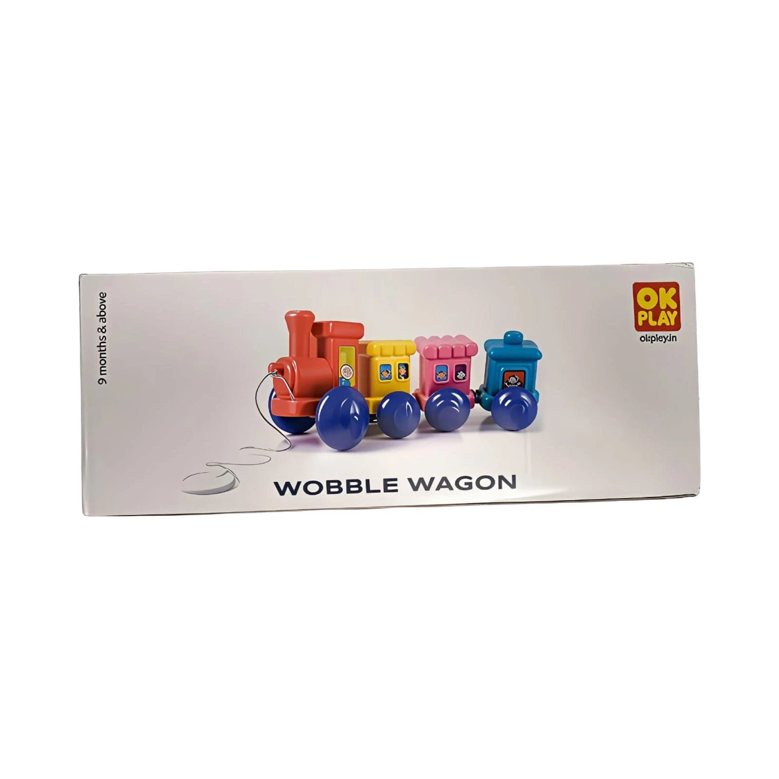 OK Play WOBBLE WAGON Pull-Along Train Toy – Encourages Walking & Coordination for Babies 9 Months+