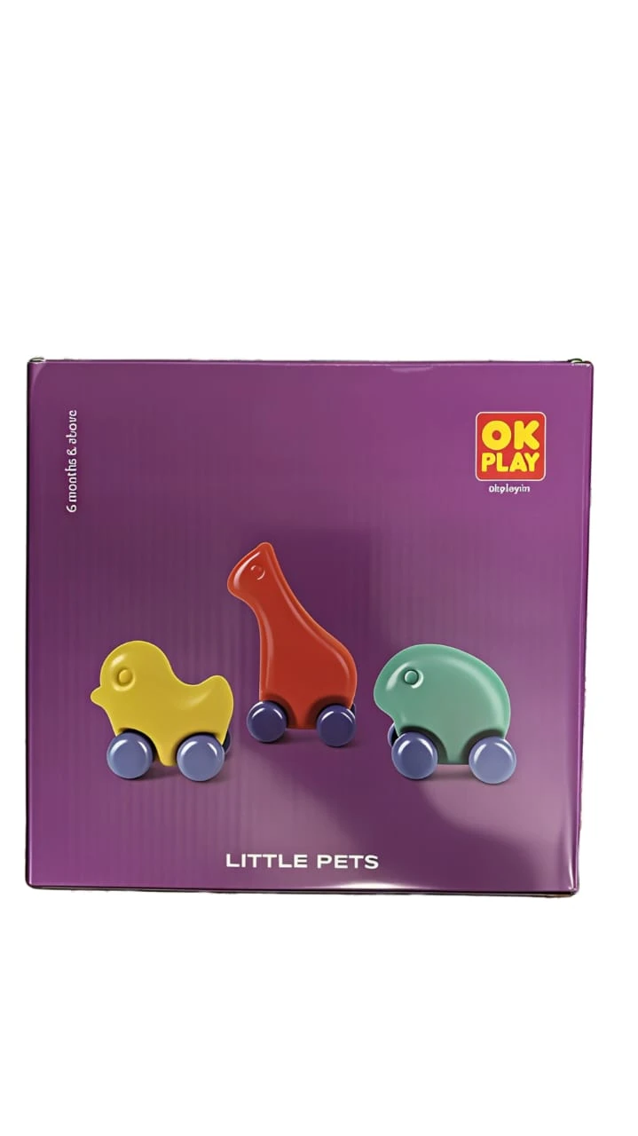 OK Play LITTLE PETS 3 Pcs Push-and-Roll Animal Toy Set – Encourages Motor Skills for Babies 6 Months+