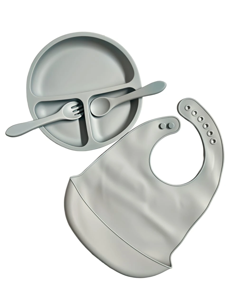 Premium 4 Piece Silicone Solid Feeding Set – Suction Bowl/Plate, Spoon & Fork | BPA-Free Weaning Essentials