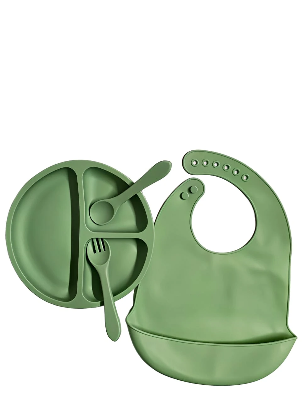 Premium 4 Piece Silicone Solid Feeding Set – Suction Bowl/Plate, Spoon & Fork | BPA-Free Weaning Essentials