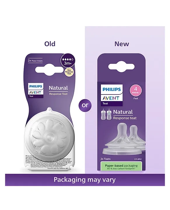 Philips Avent Natural Response Baby Bottle Teat Flow 4 (3 Months+) | Pack of 2 | Natural Feeding & Anti-Colic