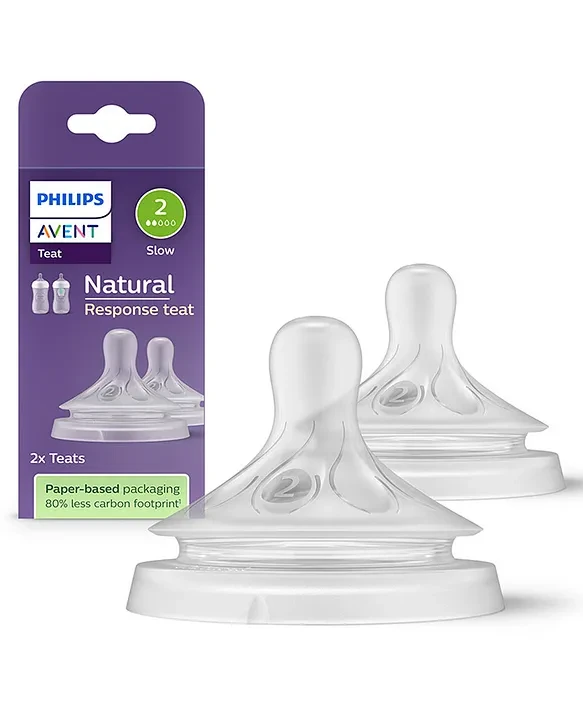 Avent Philips Natural Response Bottle Flow 2 Teat | Ideal for 0months+ | Pack of 2