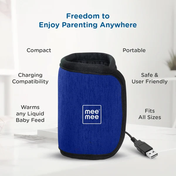 Portable Baby Bottle Warmer With Quick USB Charging - Blue