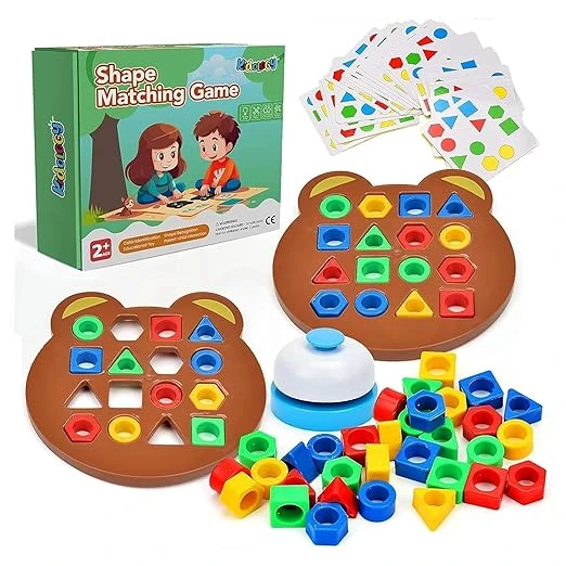 Kidology Geometric Shape and Color Matching Puzzle Board Game with Bell for Kids 3+ Years | Sensory Educational, Fun and Learning Toy for Children | Ideal for Gifting, Multicolor
