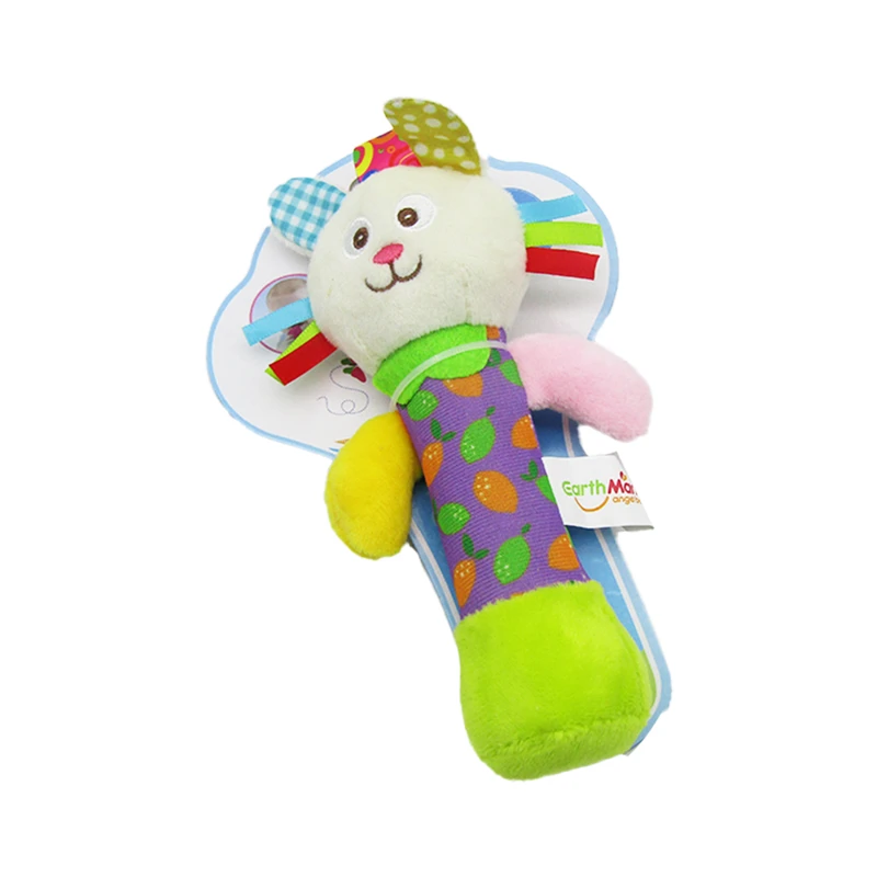 Earth mama Animal Design Custom Rabbit Plush Soft Sounds Baby Rattle Cute Toys