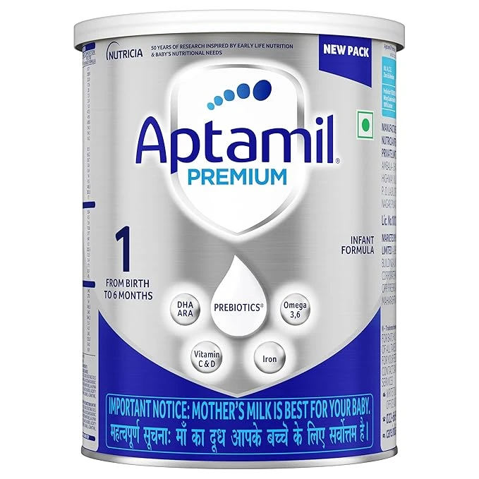 Aptamil Premium Infant Formula Milk Powder for Babies - Stage 1 (Upto 6 Months) - with Prebiotics and DHA - 400gms - Tin