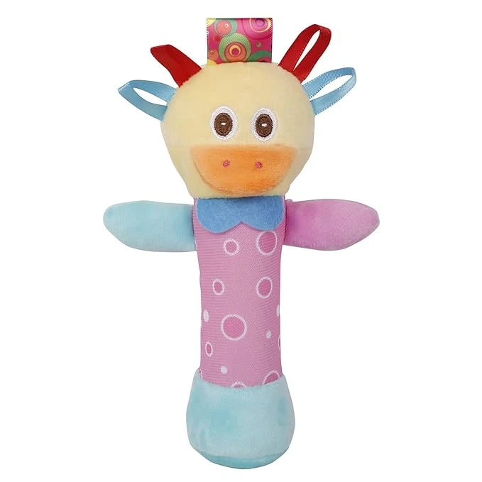 Earth mama Animal Design Custom Duck Plush Soft Sounds Baby Rattle Cute Toys