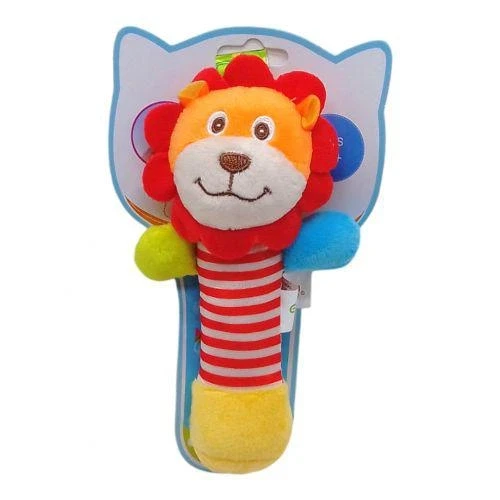 Earth mama Animal Design Custom Lion Plush Soft Sounds Baby Rattle Cute Toys