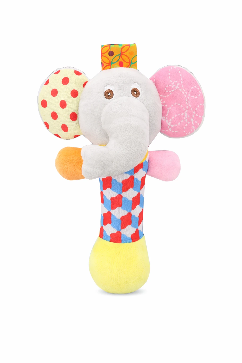 Earth mama Animal Design Custom Elephant Plush Soft Sounds Baby Rattle Cute Toys