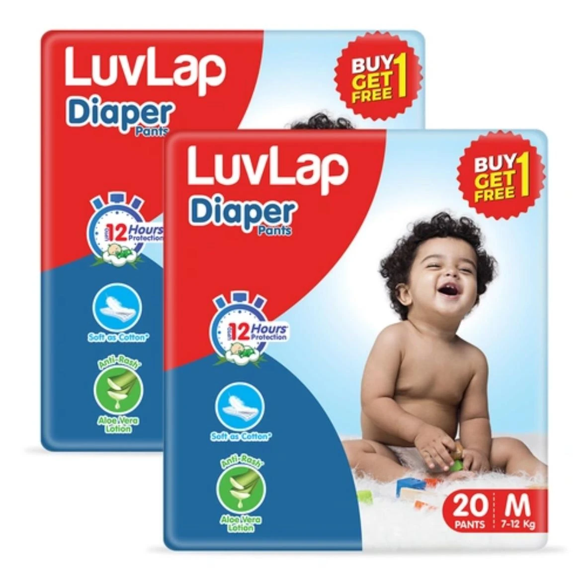 LuvLap Diaper Pants Style Bogo Diaper, Medium,for babies upto 7-12Kg, 20 Pcs, Aloe Vera - M  (20 Pieces)