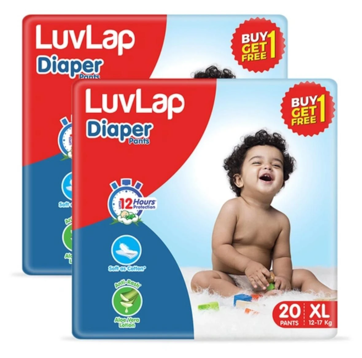 LuvLap Pant Style Baby Diaper, Large (XL), 20 Count, For babies of Upto 12-17Kg with Aloe Vera Lotion for rash protection, with upto 12hr protection, Diaper