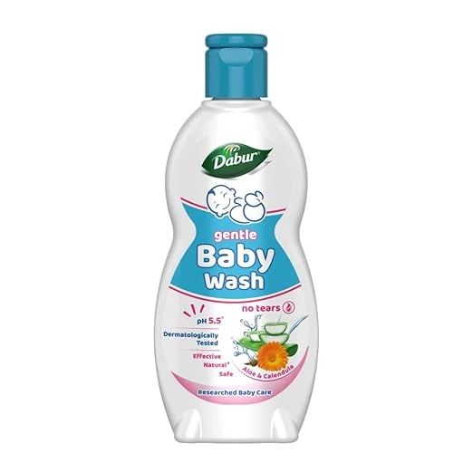 Dabur Baby Wash - 200 ml | pH 5.5 balanced | No Harmful Chemicals & Tear Free Formula | With Ayurvedic herbs | Hypoallergenic & Dermatologically Tested | No Paraben & Phthalates