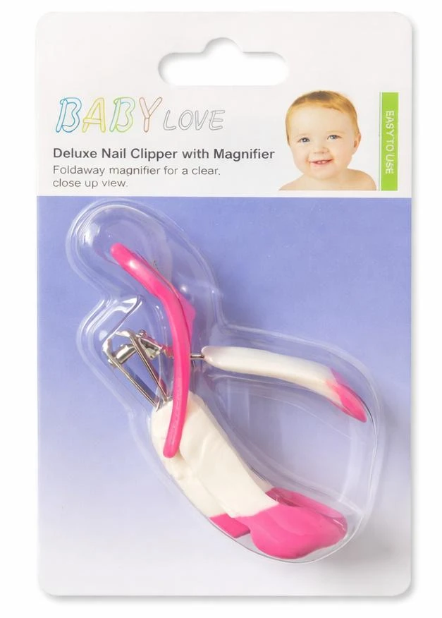 Baby Love Deluxe Nail Clipper with Magnifier | Safe Baby Nail Trimmer with Foldable Magnifying Lens | Easy & Precise Grooming