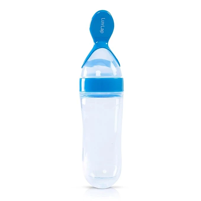 Feeding Spoon with Squeezy Food Grade Silicone Feeder Bottle, for Infant Baby, 90ml, BPA Free