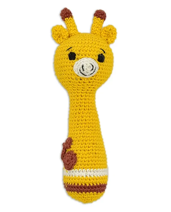 HAPPY THREADS Giraffe Giggles Hand Rattles - Handmade Crochet Baby Toys
