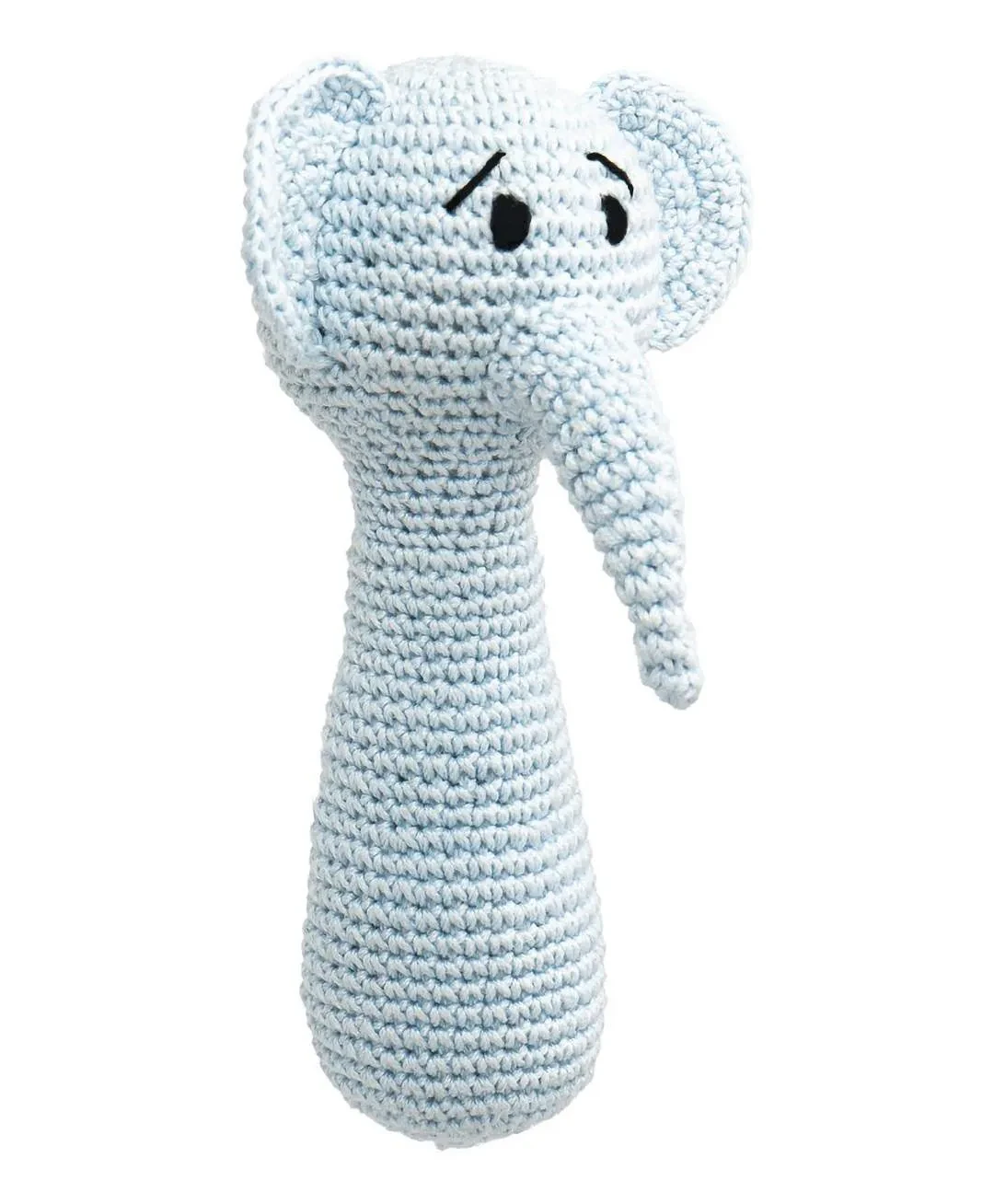 HAPPY THREADS Moon Elephant Giggles Hand Rattles - Handmade Crochet Baby Toys