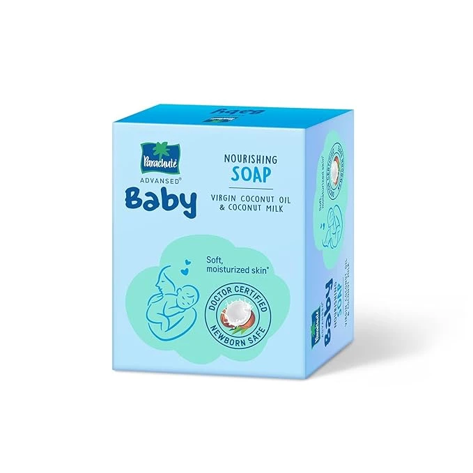 Parachute Advansed Baby Soap(pack of 3) for Newborn Babies | Doctor Certified | Virgin Coconut Oil & Coconut Milk | Prevents Dryness | 75gm x 3