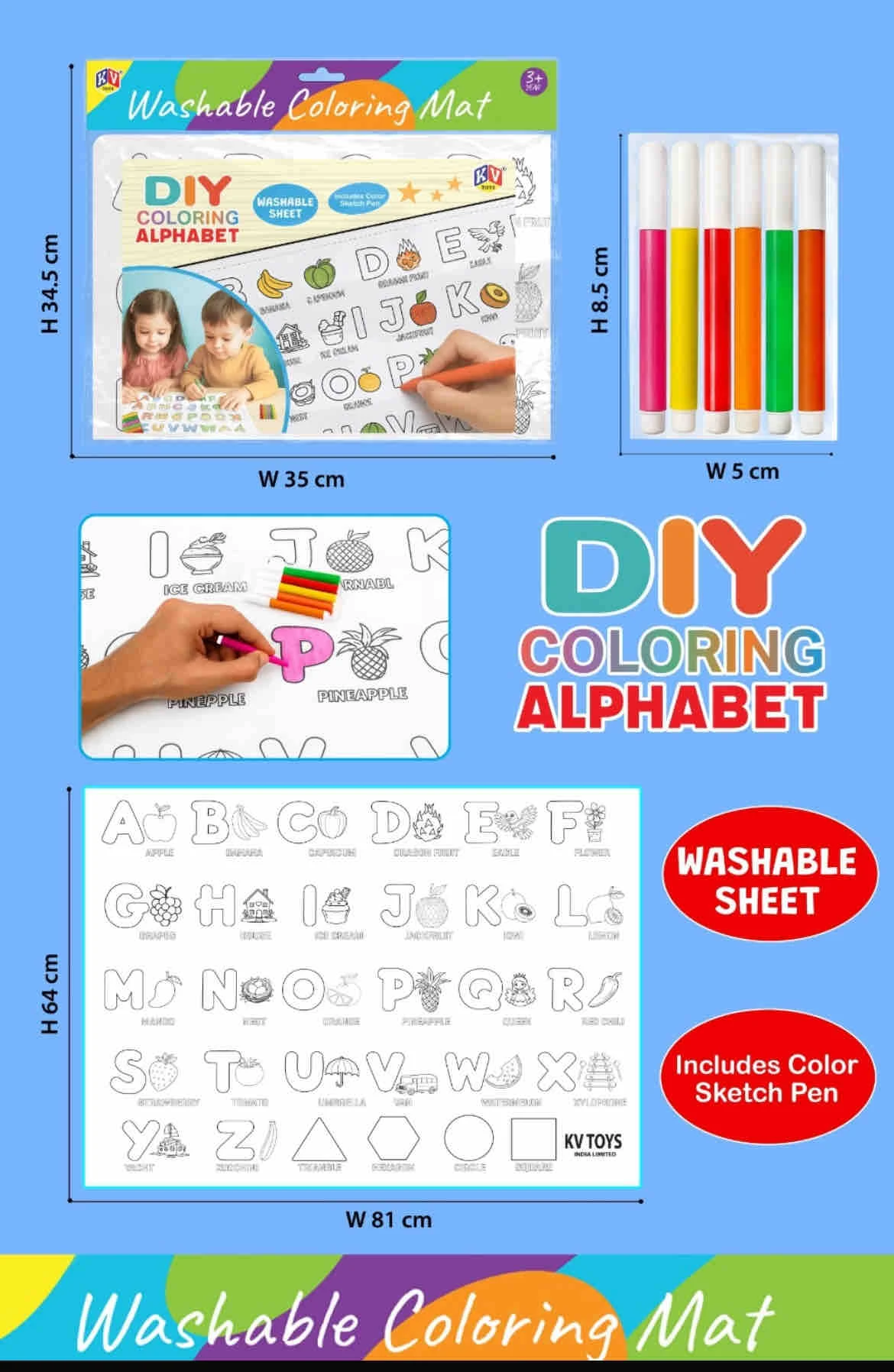 Washable colouring mat