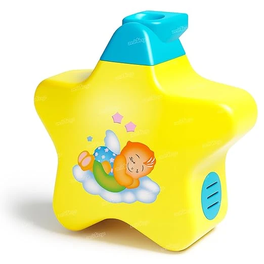 Little Angel Toyz Star Projector with Gentle Music and Soothing Light Battery Operated Portable Nursery Toy for for Babies, Multicolor