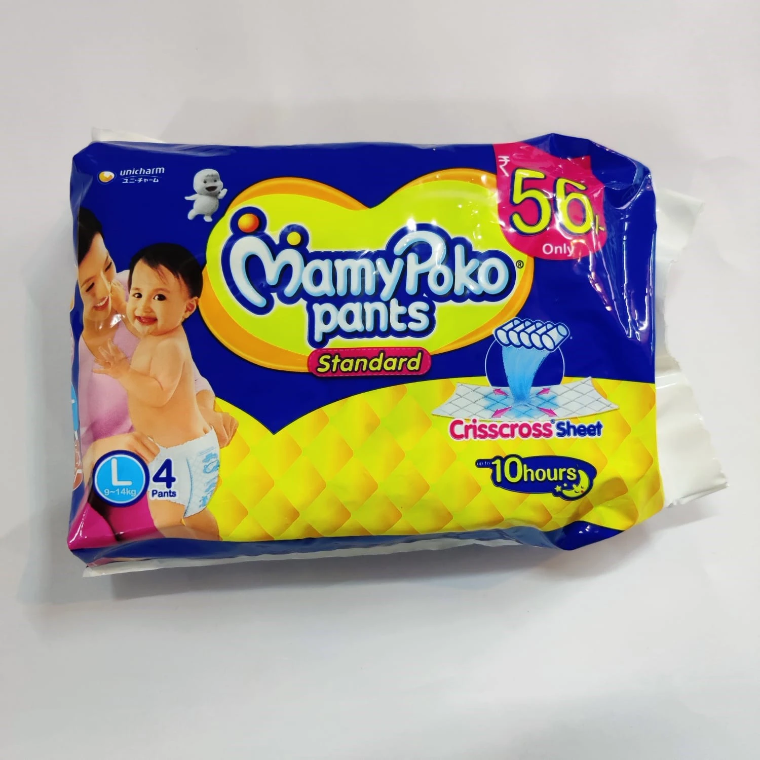 MAMY POKO PANTS STANDARD (L – 4 / 9 – 14KG) UPTO 10 HOURS ABSORPTION / CRISSCROSS SHEET