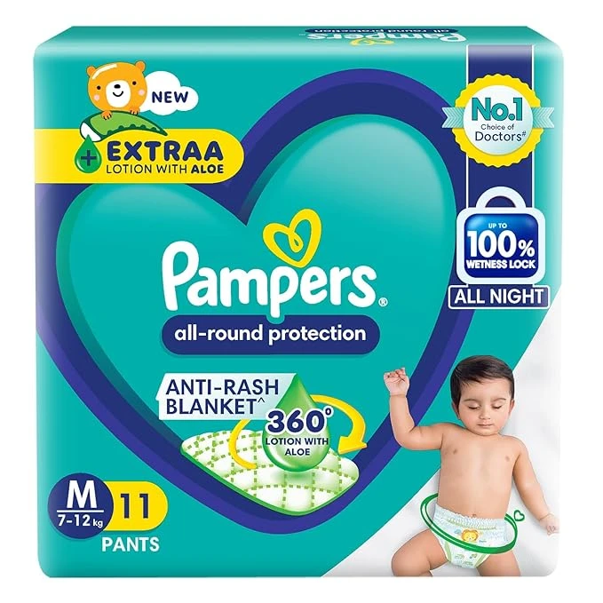 Pampers All round Protection Pants, Medium size baby diaper (MD) 11 Count,