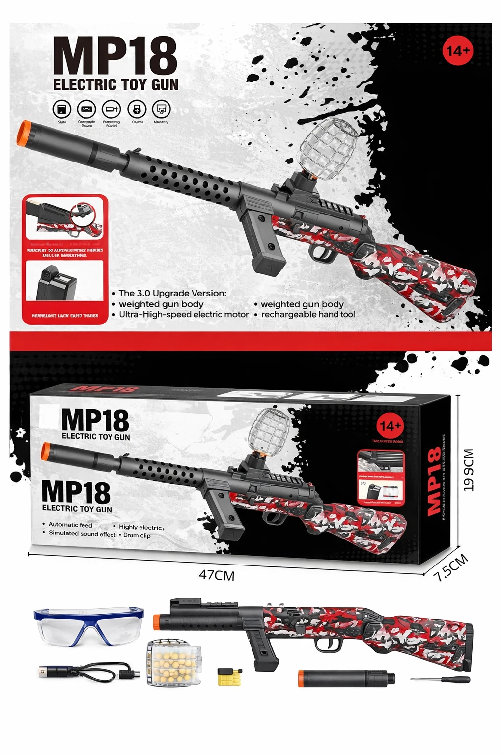 MP18 ELECTRIC GUN GEL BLASTER FULL SIZE