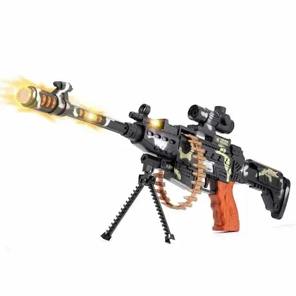BIGFUN Machine Gun Toy with LED Flashing Lights Military