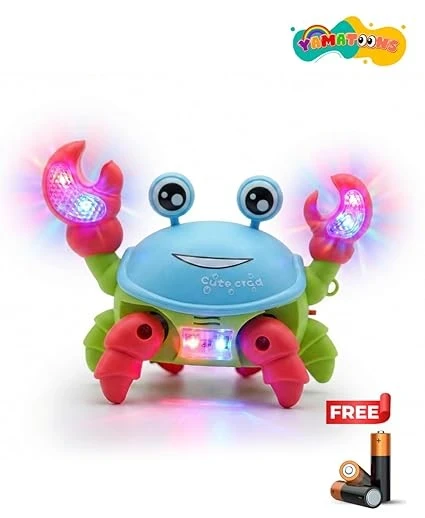 Urbans Tots Smart Moving Crab Toy for Kids (3+ Years) | LED Lights & Music