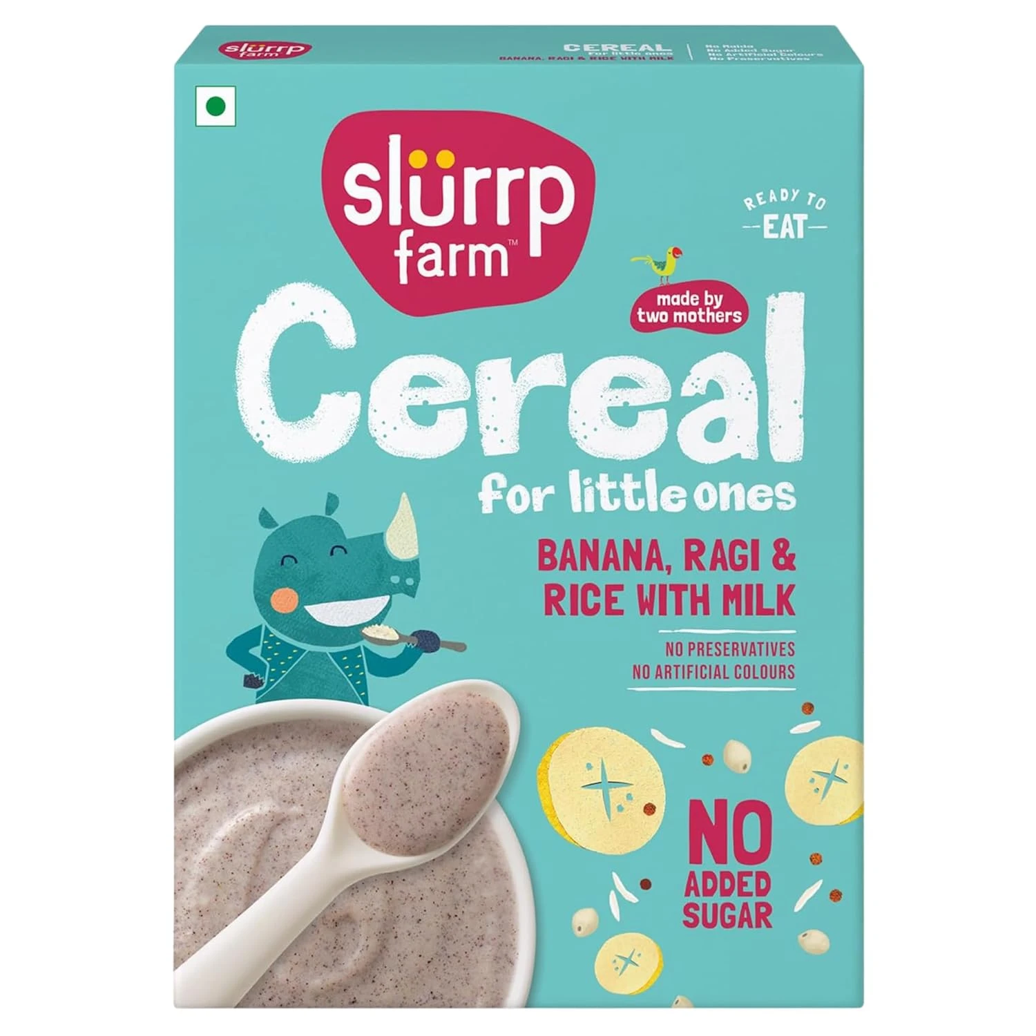 Slurrp Farm Mildly Sweetened with Date Powder, No Added Sugar Instant Cereal | Ragi, Rice and Banana with Milk