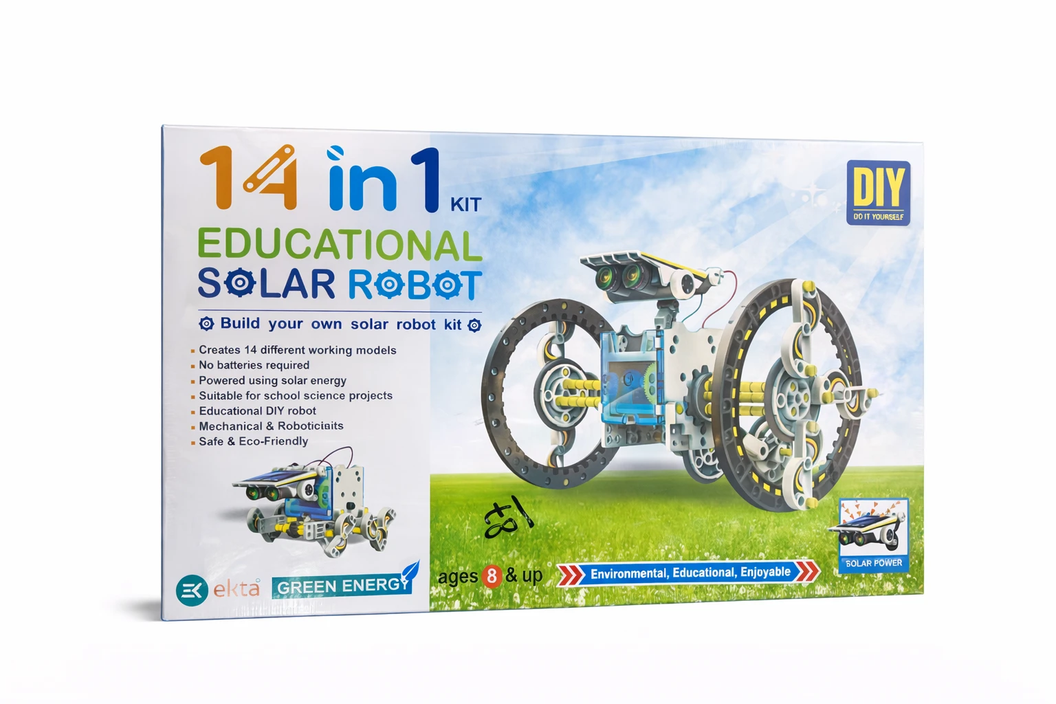 ekta educational toyset - 14 in 1 solar robot kit