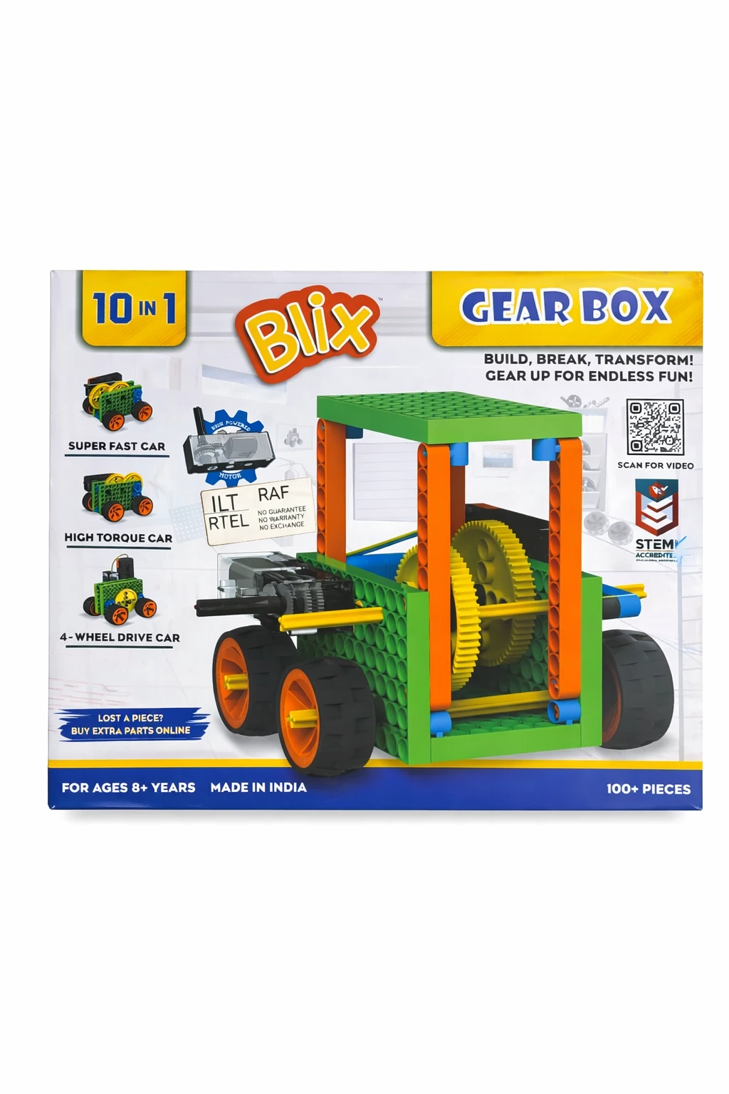 Blix Gear Box 10-in-1 Educational STEM Building Kit for Kids