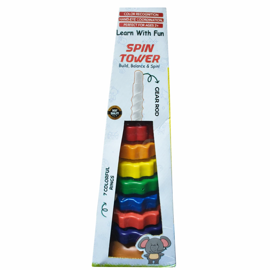 Spin Tower Colorful Ring Stacker Toy for Early Learning