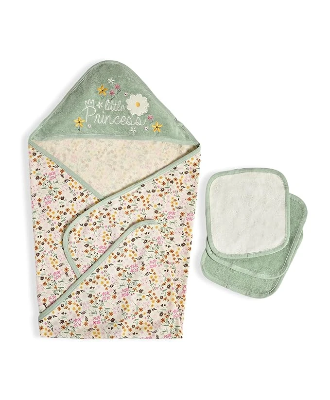 Mi Arcus Green Cotton Printed Hooded Towel and Wash Cloth