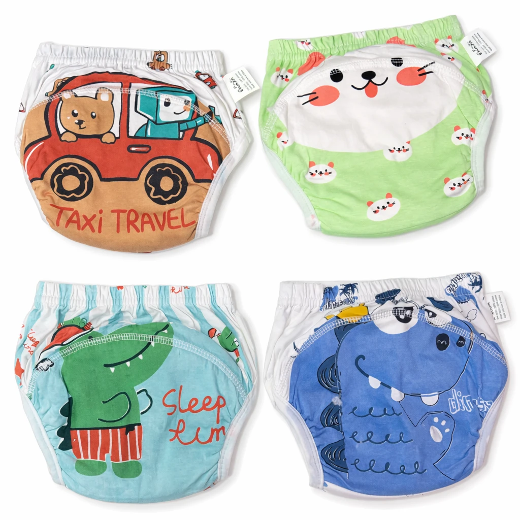 P for Panda Baby Diaper Pants | Soft Cotton Training Pants | Pack of 4 S
