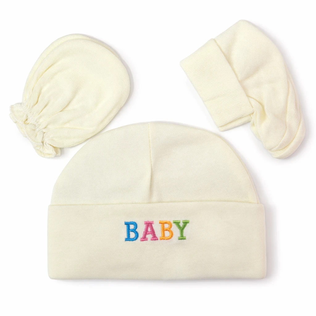 Baby Mitten, Booties & Cap Set – Soft Cotton Winter Essentials | Pack of 3