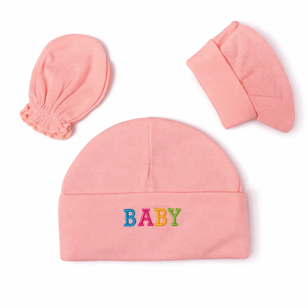 Baby Mitten, Booties & Cap Set – Soft Cotton Winter Essentials | Pack of 3