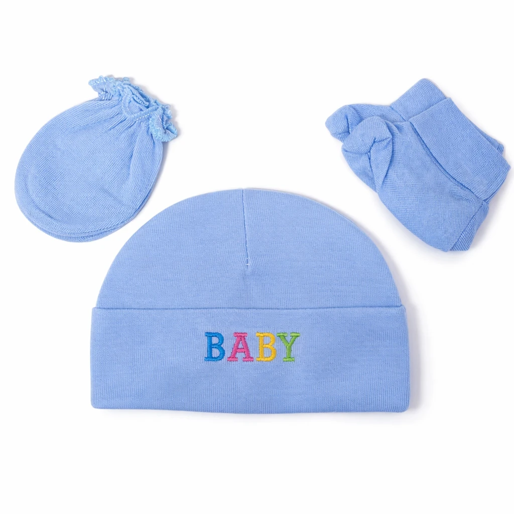 Baby Mitten, Booties & Cap Set – Soft Cotton Winter Essentials | Pack of 3