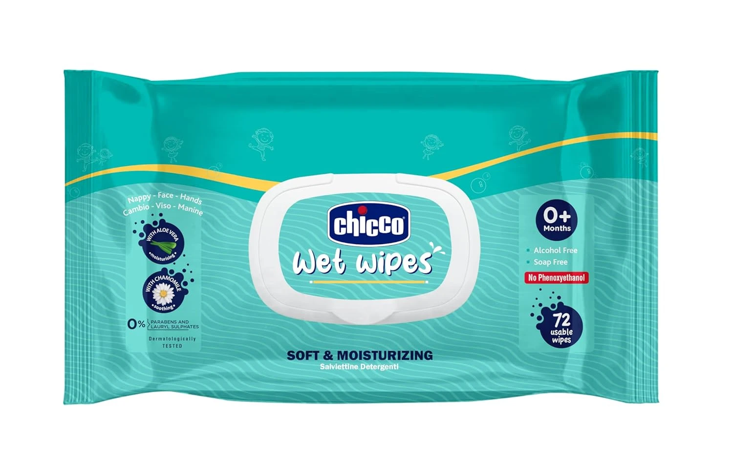 Chicco Wet Wipes 72 Pcs with Fliptop