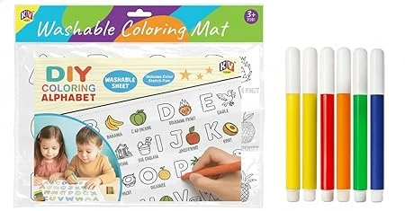 Reusable Alphabet Coloring Mat for Kids - Washable Learning Mat