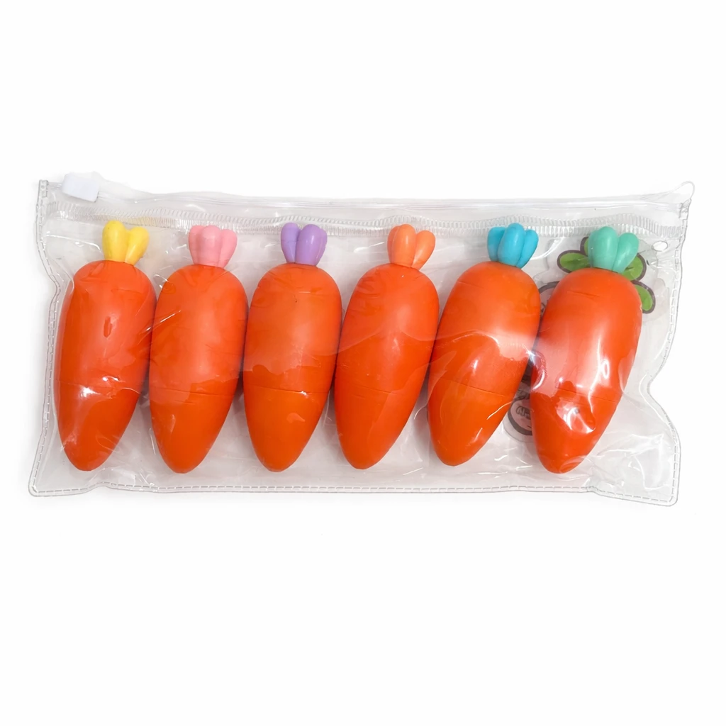 Carrot Shaped Highlighter Set – Cute Mini Highlighters for Kids & Students