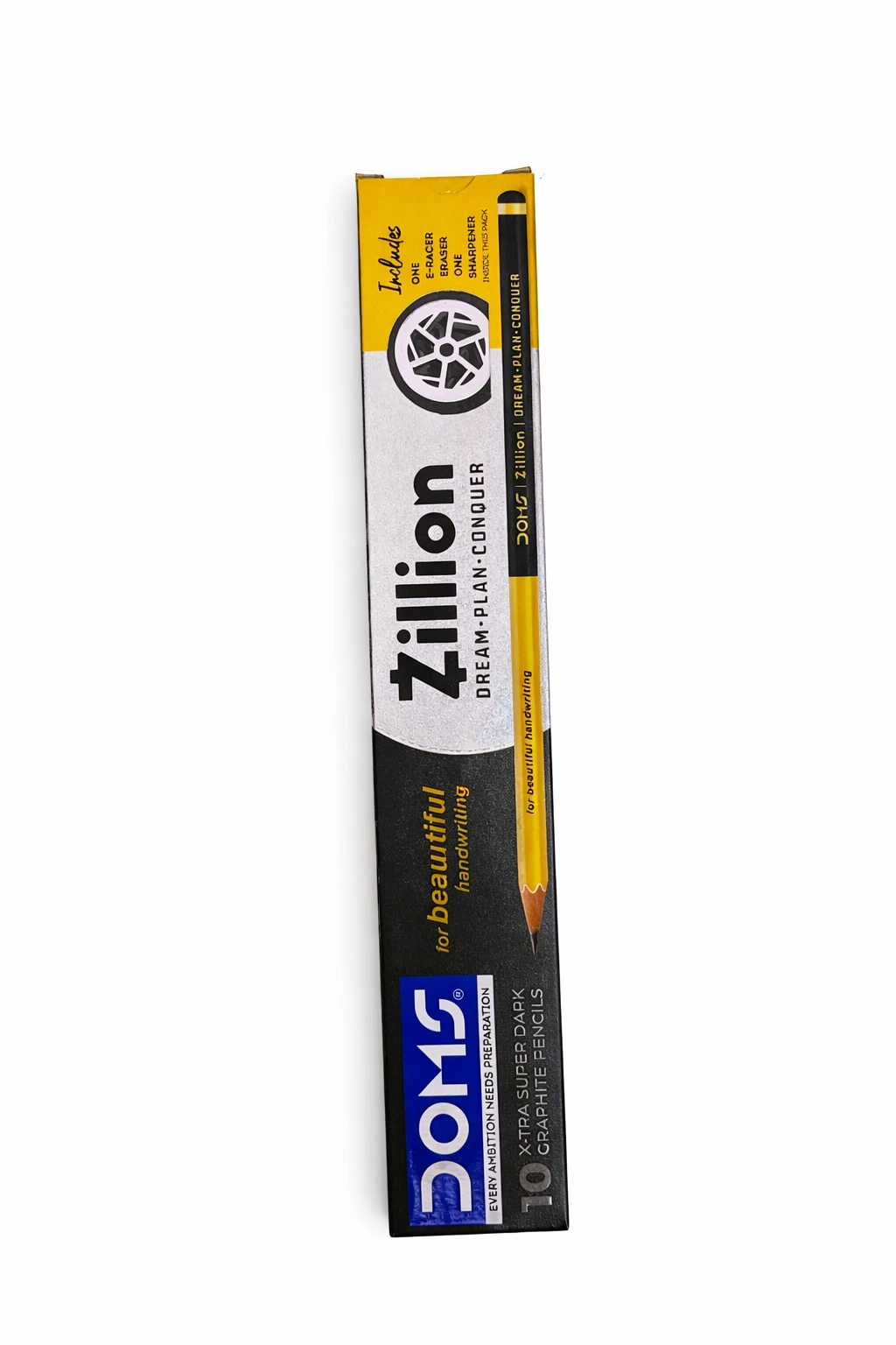 DOMS Zillion Pencils – Pack of 10 Extra Dark Graphite Pencils