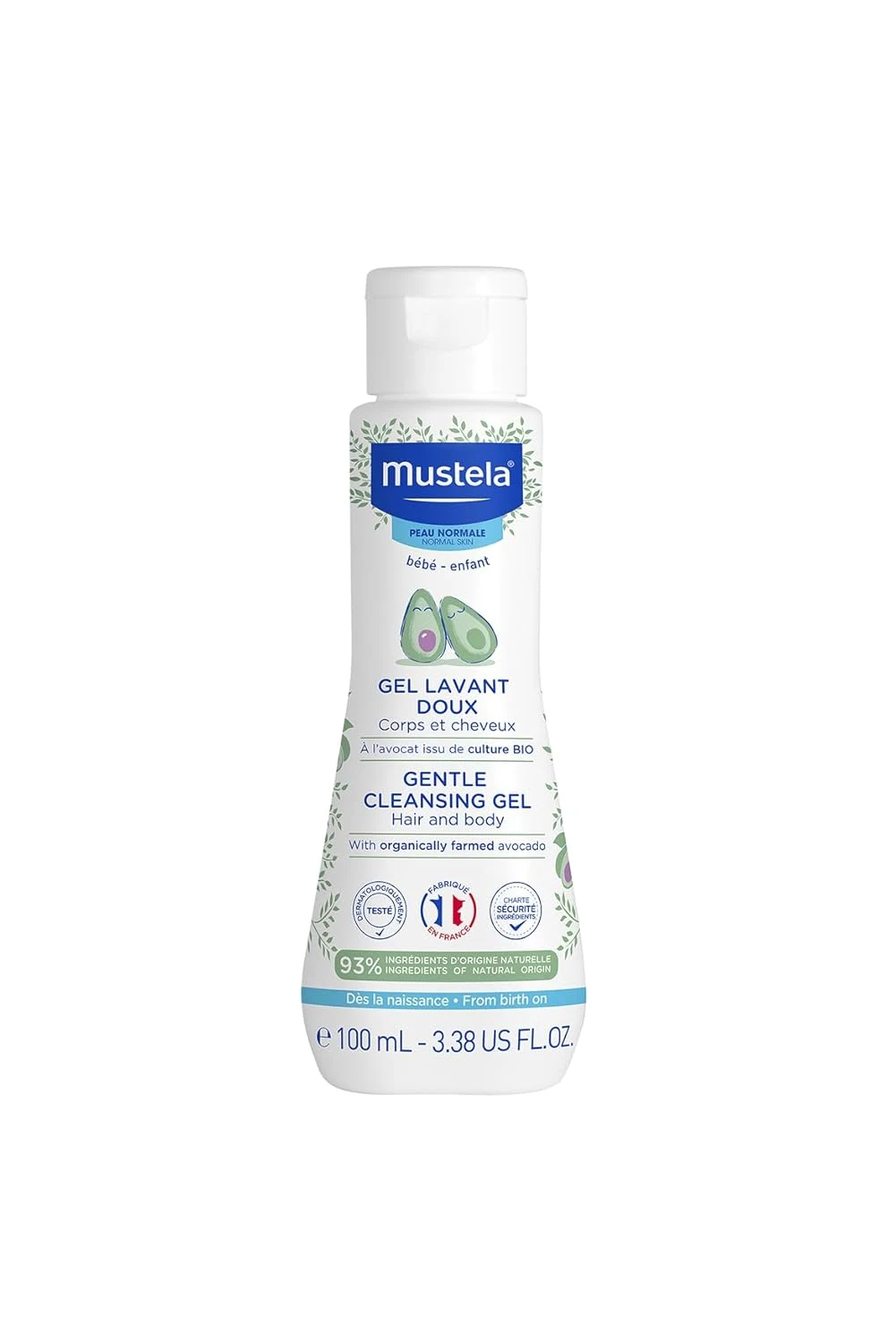Mustela Baby Body Wash and Shampoo with Avocado & Vitamin B5 100ml – Head to Toe Wash for Bath | Baby Shampoo | Gentle Cleansing Gel
