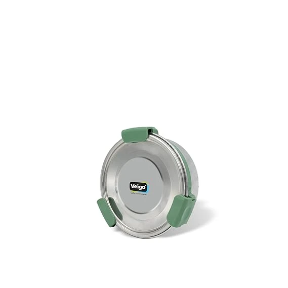 Veigo Round Food Lock Lunch Box Dabba Military Green